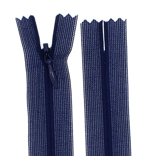 zipworld Reißverschluss Nahtverdeckt Verdeckte Nylon Reißverschlüsse Nicht-teilbar 3mm (dunkelblau - 330, 40cm) von zipworld