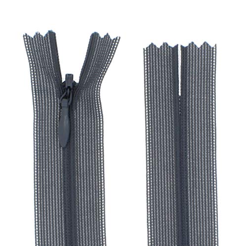 zipworld Reißverschluss Nahtverdeckt Verdeckte Nylon Reißverschlüsse Nicht-teilbar 3mm (dunkelgrau - 312, 60cm) von zipworld