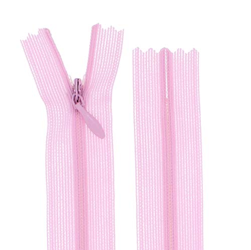 zipworld Reißverschluss Nahtverdeckt Verdeckte Nylon Reißverschlüsse Nicht-teilbar 3mm (rosa - 134, 40cm) von zipworld