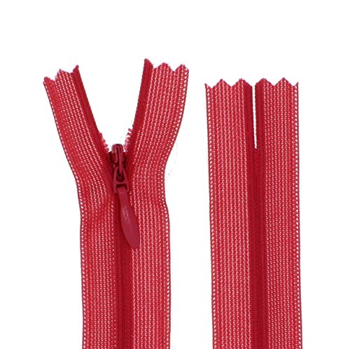 zipworld Reißverschluss Nahtverdeckt Verdeckte Nylon Reißverschlüsse Nicht-teilbar 3mm (rot - 148, 40cm) von zipworld
