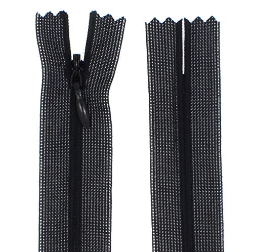zipworld Reißverschluss Nahtverdeckt Verdeckte Nylon Reißverschlüsse Nicht-teilbar 3mm (schwarz - 322, 60cm) von zipworld