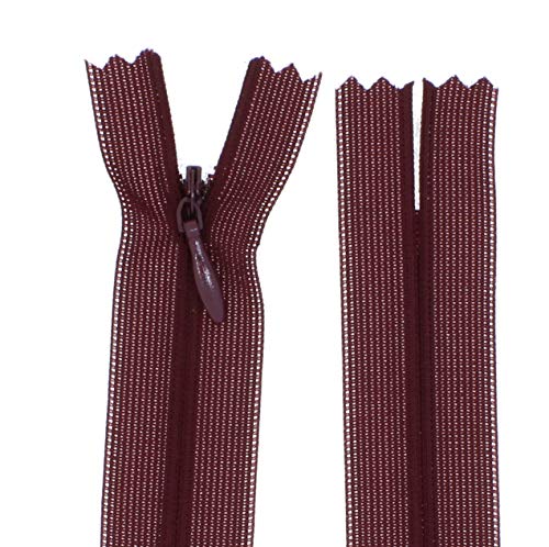 zipworld Reißverschluss Nahtverdeckt Verdeckte Nylon Reißverschlüsse Nicht-teilbar 3mm (weinrot - 181, 20cm) von zipworld