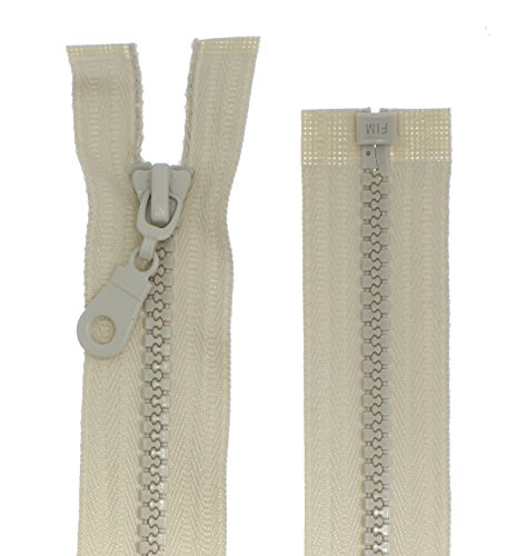 zipworld Reißverschluss Plastik/Kunststoff Reißverschlüsse mit mittelgroben Zähnen teilbar 5mm (Hellbeige, 60cm) von zipworld