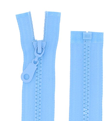 zipworld Reißverschluss Plastik/Kunststoff Reißverschlüsse mit mittelgroben Zähnen teilbar 5mm (hellblau, 20cm) von zipworld