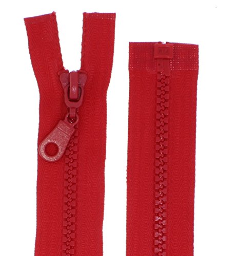 zipworld Reißverschluss Plastik/Kunststoff Reißverschlüsse mit mittelgroben Zähnen teilbar 5mm (rot, 25cm) von zipworld