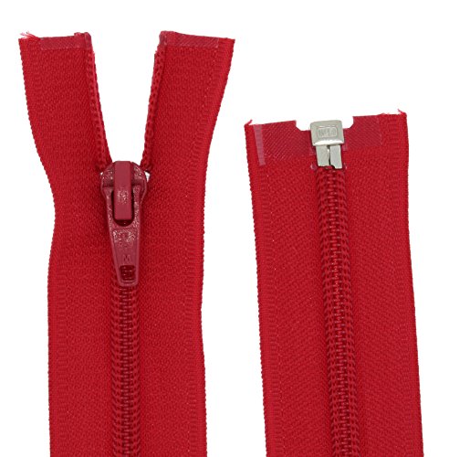 zipworld Reißverschluss teilbar PS Kunststoff Spiral 5mm Plastik-Reißverschlüsse (110cm, rot - 148) von zipworld