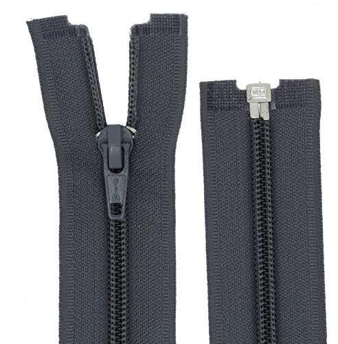 zipworld Reißverschluss teilbar PS Kunststoff Spiral 5mm Plastik-Reißverschlüsse (130cm, dunkelgrau - 312) von zipworld