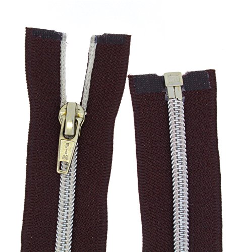 zipworld Reißverschluss teilbar PSS Reißverschlüsse Kunststoff - Spiral mit Silber-Schiene (braun - 304, 60cm) von zipworld