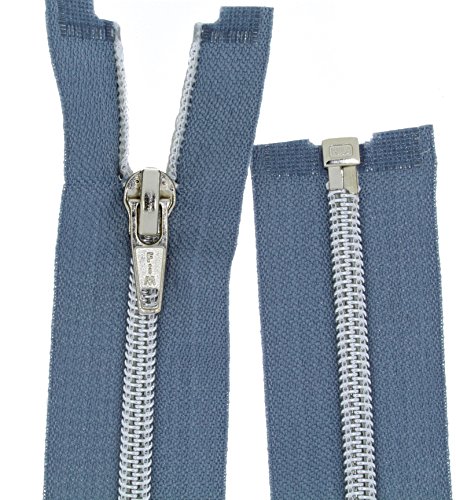 zipworld Reißverschluss teilbar PSS Reißverschlüsse Kunststoff - Spiral mit Silber-Schiene (grau - 319, 70cm) von zipworld