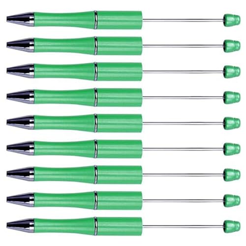 ziyuan 20 Stück DIY Perlen Stifte Drehbare Kunststoff Perlen Kugelschreiber Schaft für DIY Stift Dekoration Supplies Büro Schule Einfach zu bedienen 14 cm (Grün) von ziyuan