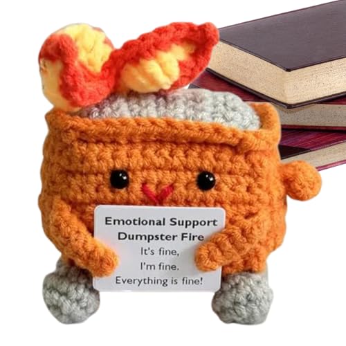 zjhukfmc Häkeln Spielzeug Mit Mülleimer Feuer Design | Strickpuppe - Niedliche Handgefertigte Cartoonfigur Geschenk Zum Geburtstag Ostern Valentinstag Lehrer Freundin Mama von zjhukfmc