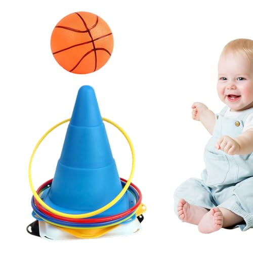 zjhukfmc Ringwurfspiel, Ringwurfspiel für Kinder, Outdoor-Yard-Spiel, 12 Wurfringe, 4 Kegel, Wurfspiel für den Hinterhof, Rasenspiel für Kinder und Erwachsene von zjhukfmc