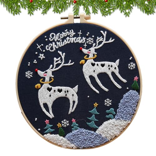 zjhukfmc Weihnachts-Stickset - Weihnachtsstiche DIY-Ornamente - Gesticktes Kreuzstich-Materialset für Anfänger und Erwachsene von zjhukfmc