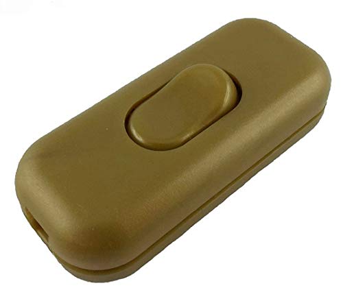 Schnur-Zwischenschalter Gold, 2-polig, 6 A, 250 V, Paßt für LED, SMD, Mit Schutzleiter-Klemme von zjxxdz