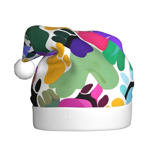 zkyfll Bunter Weihnachtsmannhut mit Hundepfoten-Druck, lustiger Weihnachtshut für Erwachsene, Weihnachtsfeier von zkyfll