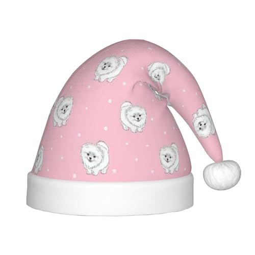 zkyfll Pomeranians Puppies and Point Print Christmas Hut, Small Size Christmas Gifts Plush Funny Christmas Hat von zkyfll