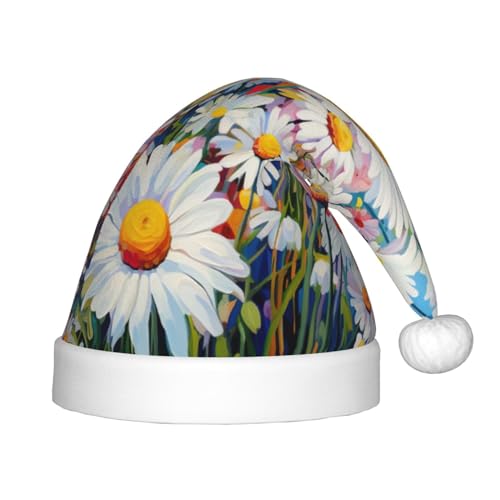 zkyfll Sommer Blumen Gänseblümchen Blumendruck Weihnachten Weihnachtsmannmütze klein Größe, Weihnachtsgeschenke Plüsch lustige Weihnachtsmütze, Party von zkyfll