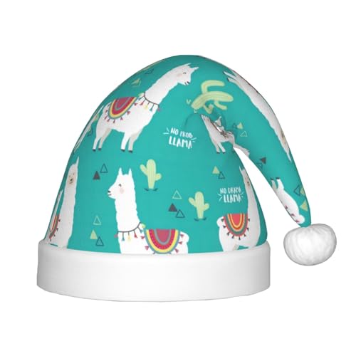zkyfll Weihnachtsmann-Hut mit Alpaka-Kaktus-Druck, kleine Größe, Weihnachtsgeschenke, lustiger Plüsch-Weihnachtshut, Party von zkyfll