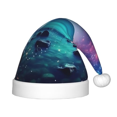 zkyfll Weihnachtsmann-Hut mit HD-Galaxy-Druck, kleine Größe, Weihnachtsgeschenke, lustiger Plüsch-Weihnachtshut, Party von zkyfll