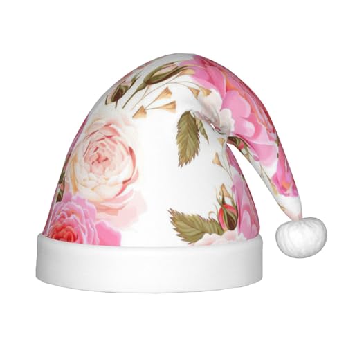 zkyfll Weihnachtsmann-Hut mit rosa Blumen und Blumen, kleine Größe, Weihnachtsgeschenk, lustiger Weihnachtshut, Partyhut von zkyfll