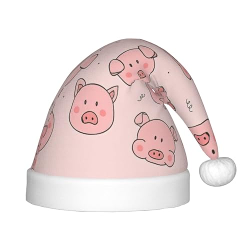 zkyfll Weihnachtsmann-Hut mit rosa Schwein, kleine Größe, Weihnachtsgeschenke, lustiger Plüsch-Weihnachtshut, Party von zkyfll