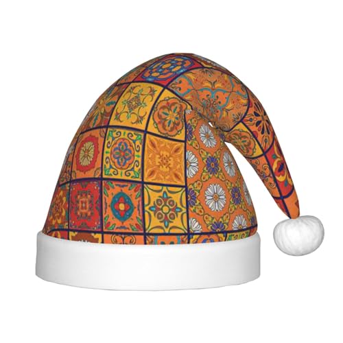 zkyfll Weihnachtsmann-Hutgruppe mit marokkanischem geometrischem Muster, kleine Größe, Weihnachtsgeschenke, lustiger Plüsch, Party von zkyfll