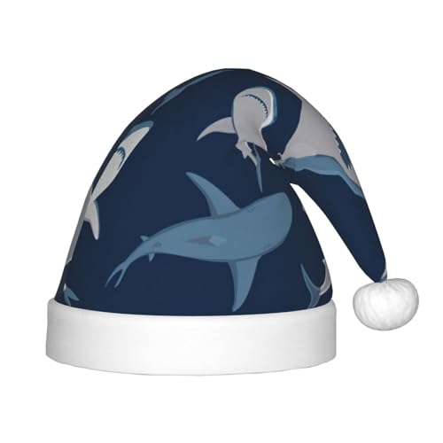 zkyfll Weihnachtsmannhut mit Ozeanhai-Druck, kleine Größe, Weihnachtsgeschenke, lustiger Weihnachtshut, Partyhut von zkyfll