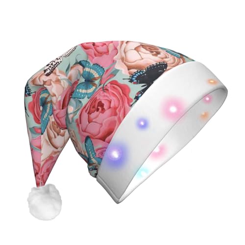 zkyfll Weihnachtsmannhut mit buntem Blumendruck, lustiger Weihnachtshut für Erwachsene, Weihnachtsfeier von zkyfll