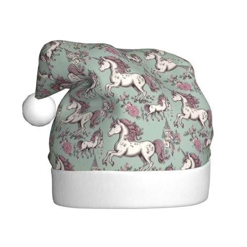 zkyfll Weihnachtsmannmütze, Märcheneinhorn 03, für Erwachsene, Weihnachtsfeier von zkyfll