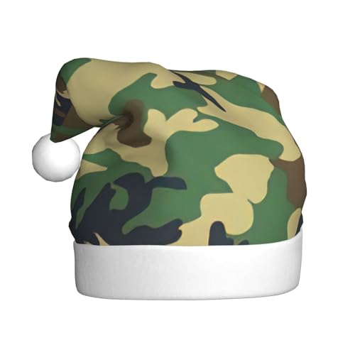 zkyfll Weihnachtsmütze aus Plüsch, Militär-Camouflage-Druck, lustige Weihnachtsmütze für Erwachsene, Weihnachtsfeier von zkyfll