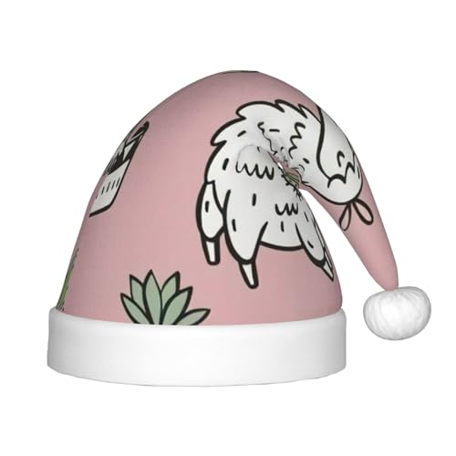 zkyfll Weihnachtsmütze mit Alpaka- und Kaktus-Druck, kleine Größe, Weihnachtsgeschenke, Plüsch, lustige Weihnachtsmütze, Party von zkyfll