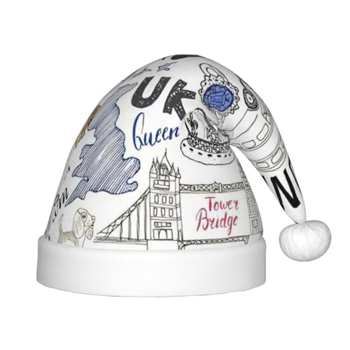 zkyfll Weihnachtsmütze mit Aufschrift "I Love London", kleine Größe, Weihnachtsgeschenke, Plüsch, lustige Weihnachtsmütze, Party von zkyfll