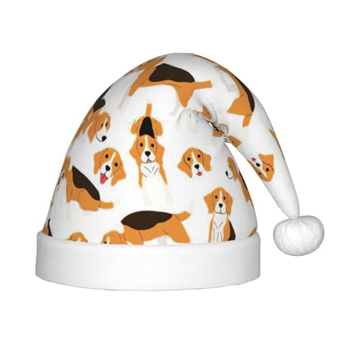 zkyfll Weihnachtsmütze mit Beagle-Hunde-Aufdruck, kleine Größe, Weihnachtsgeschenke, Plüsch, lustige Weihnachtsmütze, Party von zkyfll