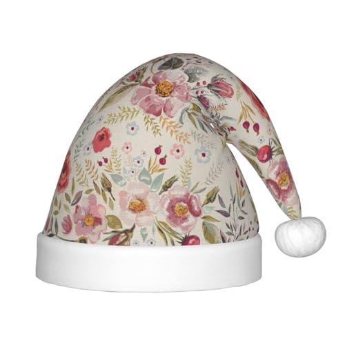 zkyfll Weihnachtsmütze mit Blumenblatt-Aufdruck, kleine Größe, Weihnachtsgeschenke, Plüsch, lustige Weihnachtsmütze, Party von zkyfll