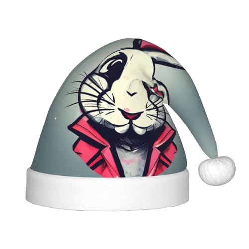zkyfll Weihnachtsmütze mit Hasen-Aufdruck, kleine Größe, Weihnachtsgeschenke, Plüsch, lustige Weihnachtsmütze, Party von zkyfll