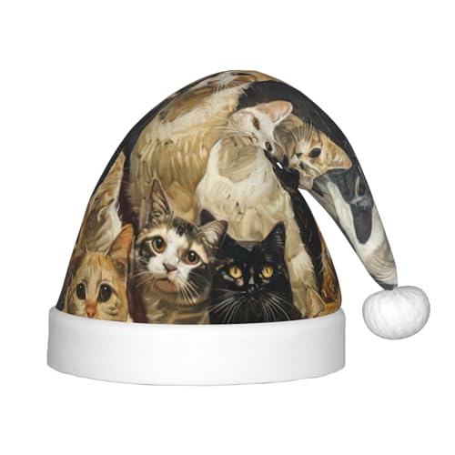 zkyfll Weihnachtsmütze mit Katzendruck, kleine Größe, Weihnachtsgeschenke, Plüsch, lustige Weihnachtsmütze, Party von zkyfll