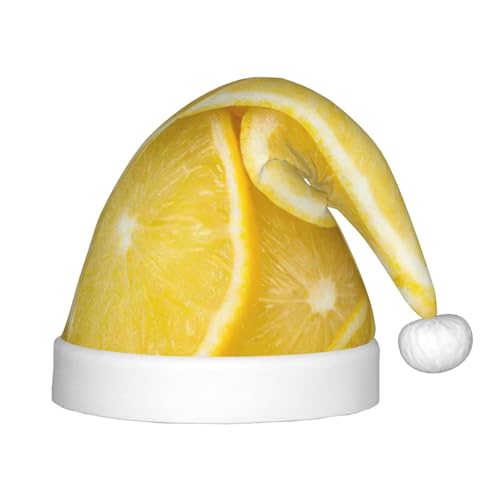 zkyfll Weihnachtsmütze mit gelbem Zitronendruck, kleine Größe, Weihnachtsgeschenke, Plüsch, lustige Weihnachtsmütze, Party von zkyfll