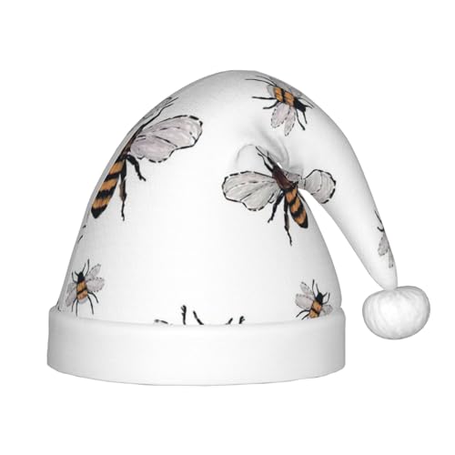 zkyfll Weihnachtsmütze mit lustigem Bienen-Druck, kleine Größe, Weihnachtsgeschenke, Plüsch, lustige Weihnachtsmütze, Party von zkyfll