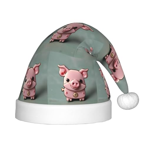zkyfll Weihnachtsmütze mit rosa Schweine-Aufdruck, kleine Größe, Weihnachtsgeschenke, Plüsch, lustige Weihnachtsmütze, Party von zkyfll