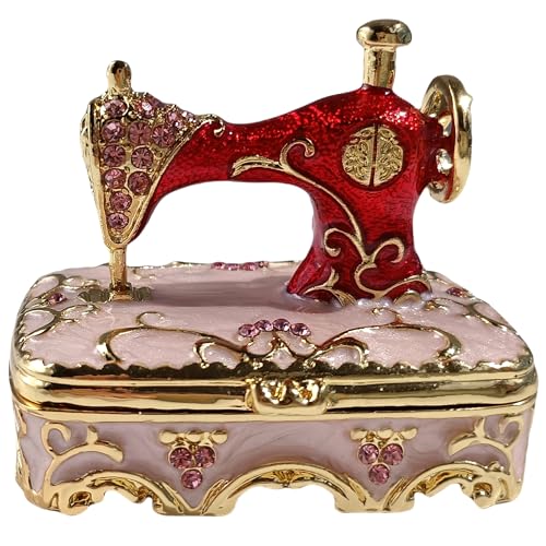 zltSunshine Nähmaschinen-Dekoration mit Strasssteinen, Vintage-Stil, dekorative Nähmaschinen-Figur, Schmuckkästchen, Magnetverschluss, Rosa zltSunshine Nähmaschinen-Dekoration mit Strasssteinen, Vintage-Stil, dekorative Nähmaschinen-Figur, Schmuckkästchen, Magnetverschluss, Rosa von zltSunshine