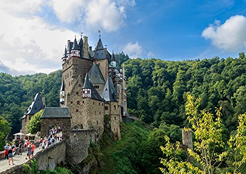 Burg Eltz Puzzle 1000 Teile Naturpuzzle mit hochwertiger Puzzleaufbewahrung: Pappschachtel und wiederverschließbarer Beutel Puzzlemaße 26x38CM von znwrr