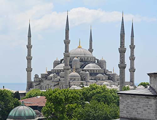 Reise Blaue Moschee 1000 Teile in hochwertiger Pappschachtel Puzzleteile in wiederverschließbarem Beutel 38x52CM von znwrr