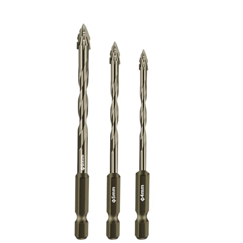 Four Blade Serrated Eccentric Drill Bits for Multi-Material Drilling, Durable Carbide Drill Bit Set for Home & Professional, Anti-Slip Precision, Glass Tile Concrete Metal (4+5+6mm) von zoocco