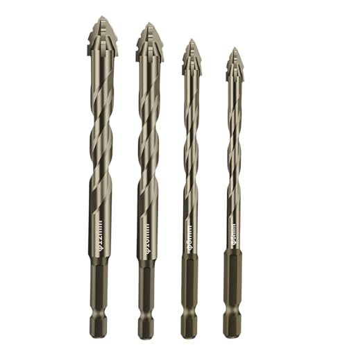 Four Blade Serrated Eccentric Drill Bits for Multi-Material Drilling, Durable Carbide Drill Bit Set for Home & Professional, Anti-Slip Precision, Glass Tile Concrete Metal (6+8+10+12mm) von zoocco