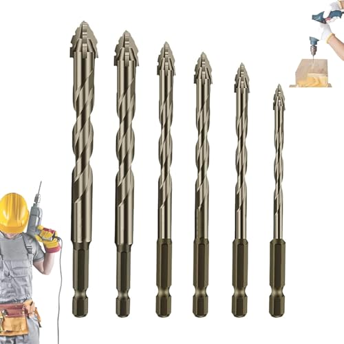 Iiteraryi New Four-Flute Sawtooth Eccentric Drill Bit Set, Sharp Four Blade Serrated Eccentric Super-Hard & Wear Resistance for Concrete Drill Bit & Drilling Work (4/5/6/8/10/12mm) von zoocco