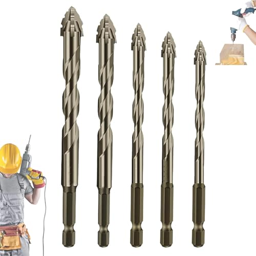 Iiteraryi New Four-Flute Sawtooth Eccentric Drill Bit Set, Sharp Four Blade Serrated Eccentric Super-Hard & Wear Resistance for Concrete Drill Bit & Drilling Work (6/6/6/8/8mm) von zoocco