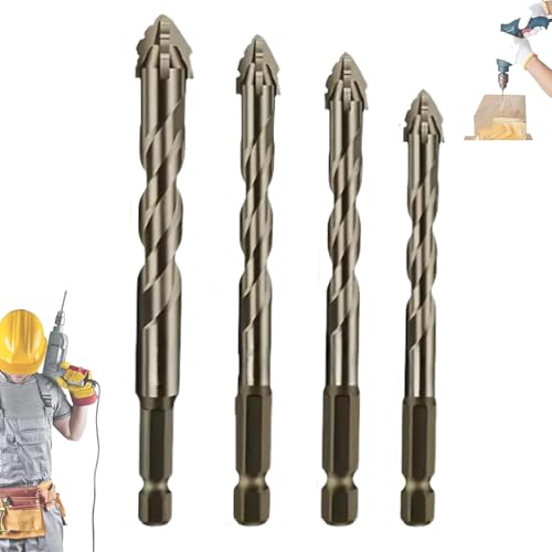 Iiteraryi New Four-Flute Sawtooth Eccentric Drill Bit Set, Sharp Four Blade Serrated Eccentric Super-Hard & Wear Resistance for Concrete Drill Bit & Drilling Work (6/8/10/12mm) von zoocco