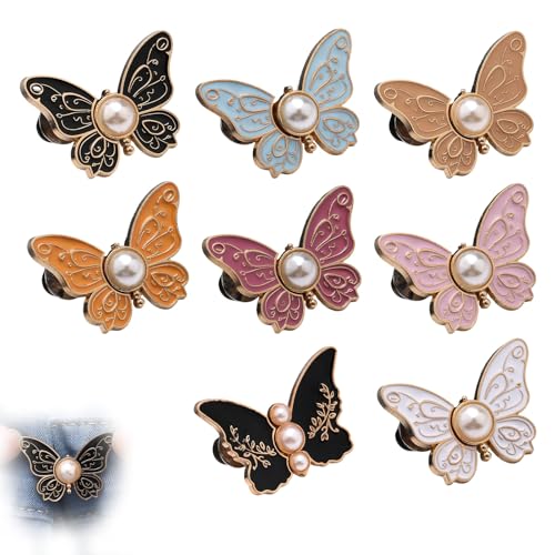 Knöpfe, Detachable Butterfly Clips Pant Waist Tightener for Loose Pants, Dresses, Jackets, Coats, Shirts (A) von zoocco