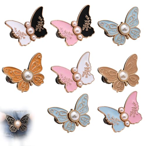 Knöpfe, Detachable Butterfly Clips Pant Waist Tightener for Loose Pants, Dresses, Jackets, Coats, Shirts (D) von zoocco