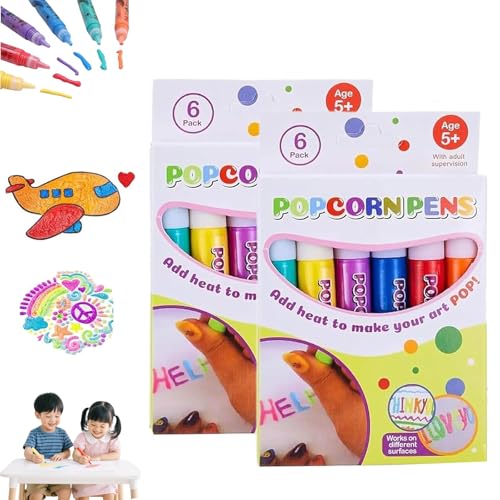Marcadores Puffy, DIY Bubble Popcorn Crafts for Kids Boost Creativity & Imagination 3D Magic Puffy Pens for Birthday Gift (2pcs) von zoocco